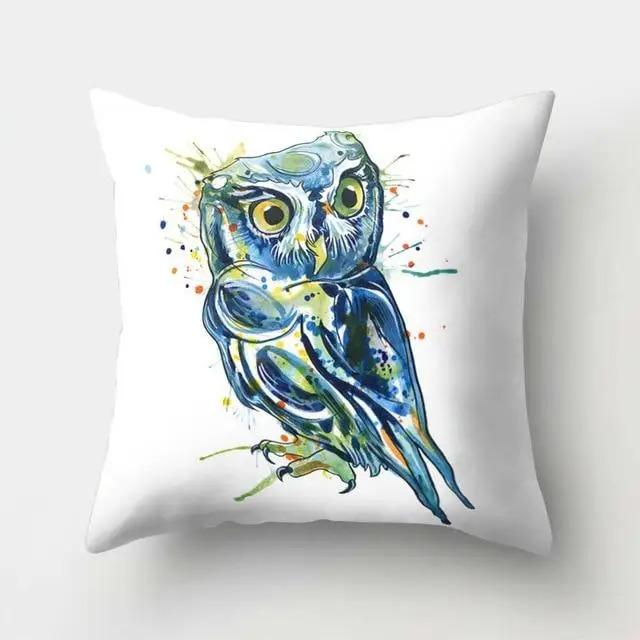 Cama Sofa Decorativa Funda de Cojín Decorativa Patrón de Búho Manta de Poliéster Funda de Cojín para Sala de Estar