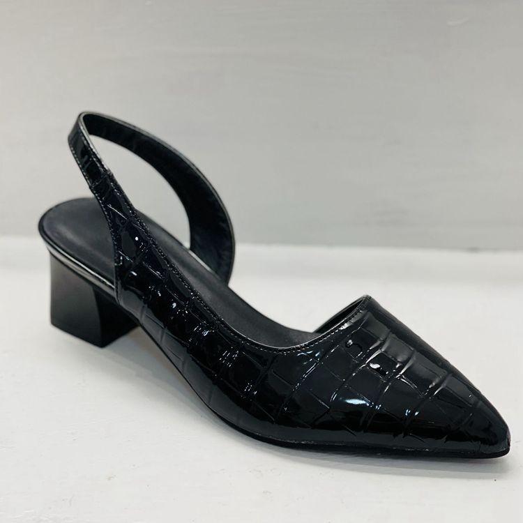 Deri Vintage Sivri Burun Kadın Ayakkabı İlkbahar Yaz Parti Dans Slingback Topuk Sandalet Pompaları
