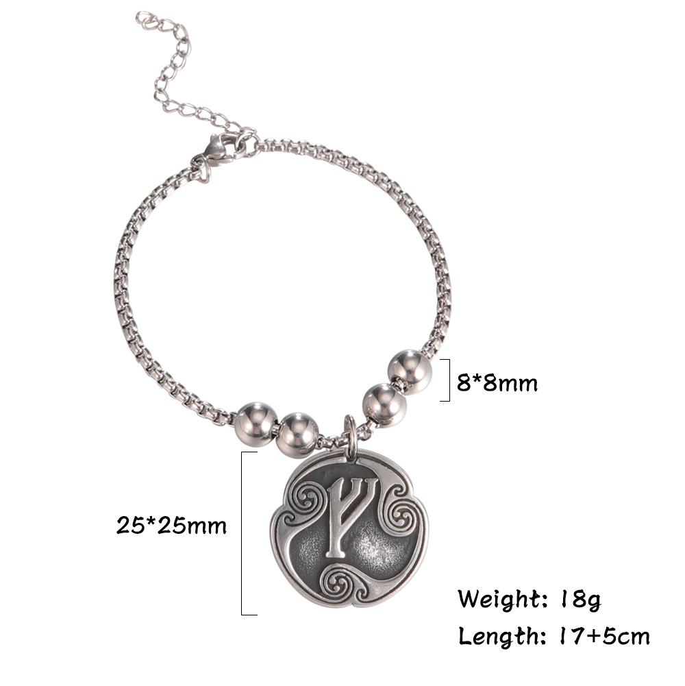 Vintage Norse Runes Bracelet for Men Stainless Steel Box Chain Mysterious Nordic Viking Rune Bangles Amulet Jewelry Gift