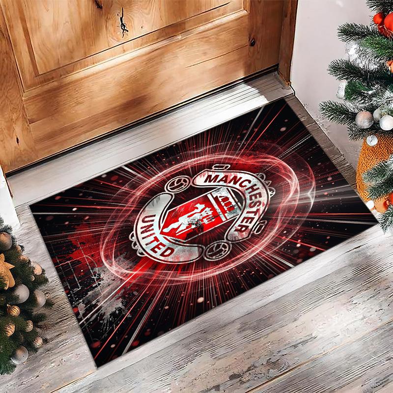 Tappeto in Flanella Stampato Manchester United Antiscivolo Morbido Poliestere Tappeto per Pavimento Tappetino Decorativo per Interni per Camera da Letto Soggiorno Divano