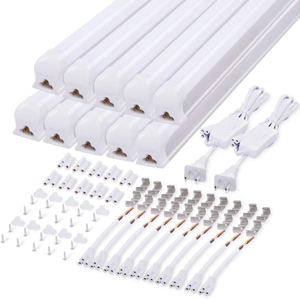 

No wiring required. High-brightness, integrated LED fluorescent light fixture, 40W, 2600LM, 18W power consumption, 6000K daylight color, 1.5m wiring