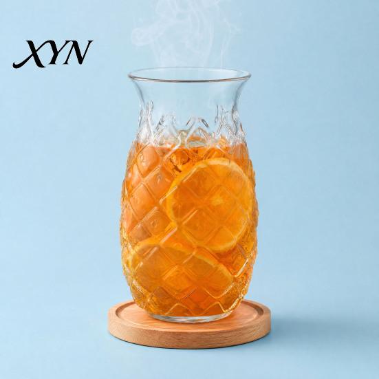 Copo Versátil para Bebidas Formato de Abacaxi Copo para Cocktail, 480ml Copo Gravado para Suco Bebidas Quentes Restaurantes, Copo Criativo para Bar