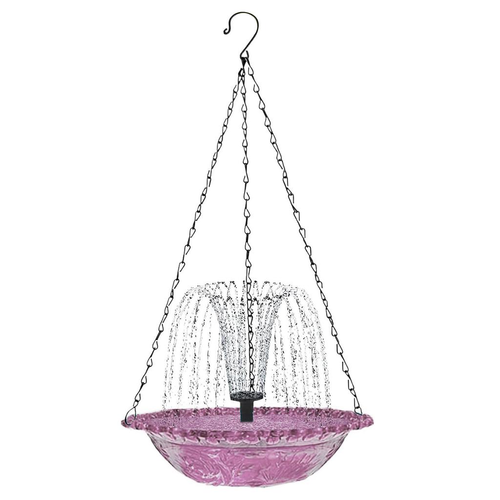 Hanging Hummingbird Feeders Solar Wild Birds Bath Fountain with Water Pump & Glass Bowl Outdoor Bird Feeder for Garden Courtyard