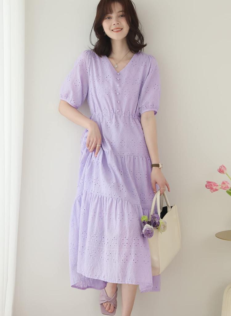 Sueeya Long Dress with Embroidered Short Puff High Stylish Perfect for and Outings in Summer Women's Lace, Sleeves, Ruffles, Sleeves, Waist, Ribbon,