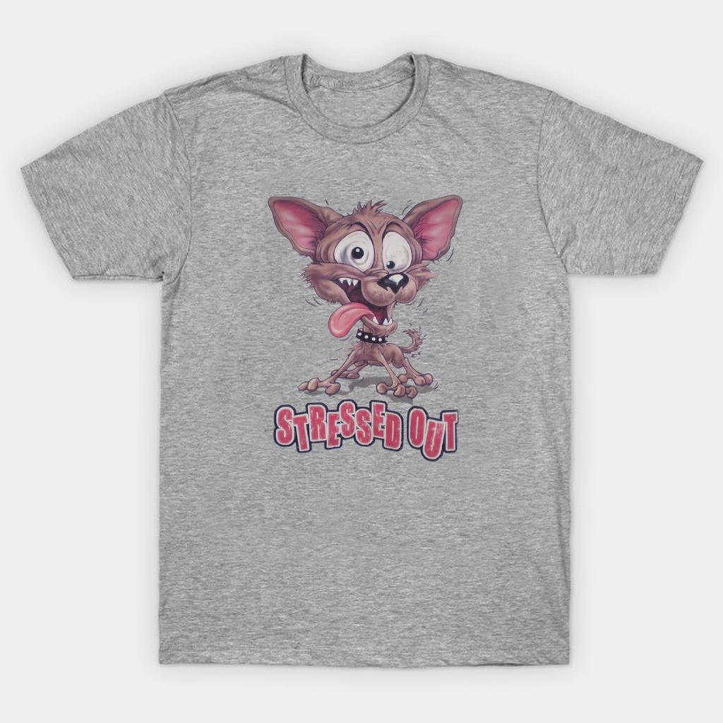 Funny Stressed Out Dog Cartoon Graphic Printed T-Shirt. Summer Cotton Short Sleeve O-Neck Mens T Shirt New S-3XL