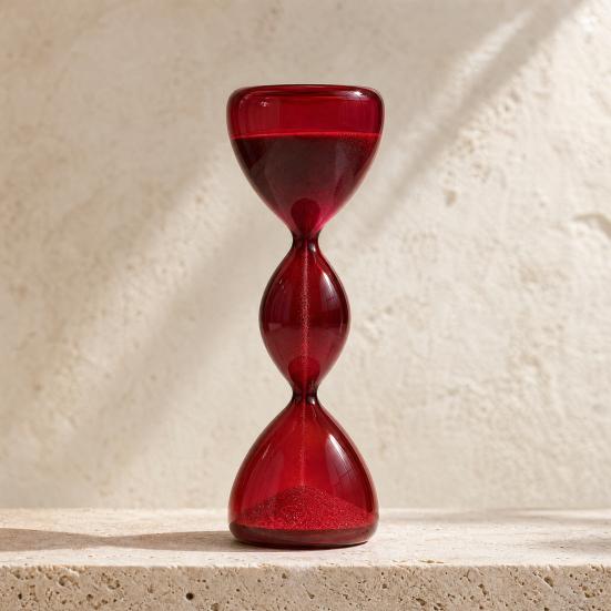 DYS 3-stufige bunte Glas-Sanduhr, Borosilikat-Ornament mit bernsteinfarbener weinroter Farbverlauf, gleichmäßiger Sandfluss, moderne minimalistische Dekoration für Zuhause