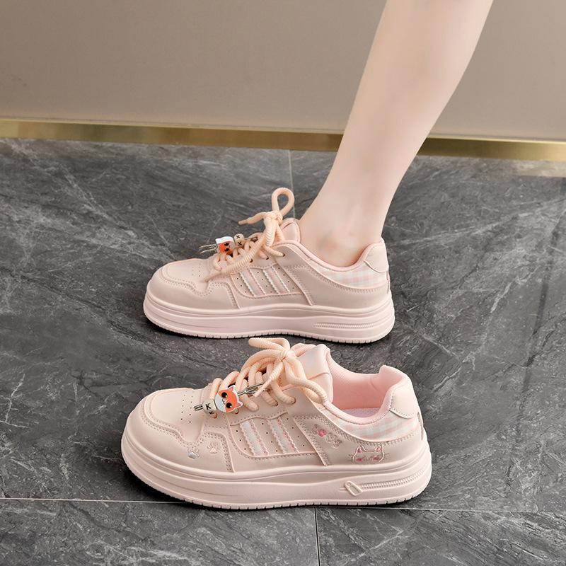Fashion Thick Sole Women's Vulcanize Shoes Cute Cat's Paw Flat Lace Up Sneakers Korea Style Chic Ladies Casual Shoes School Walking