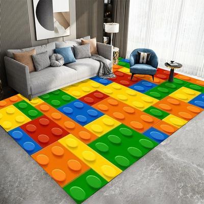 Kinder Geometrischer Gitterteppich Schlafzimmer Wohnzimmer Flur Langer Läufer Teppich Rutschfest Bereichsteppich Sofa Fußmatte Matten Heimdekor