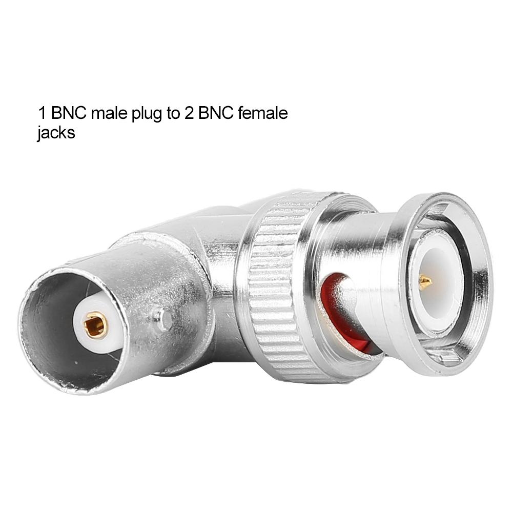 2pcs BNC Male to Female Adapter 3 Way Surveillance Video T Connector Splitter