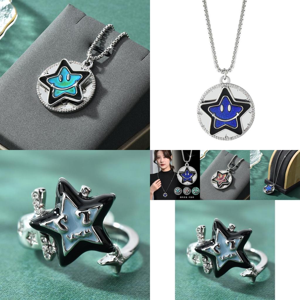 Stunning Geometric Lucky Star Spinner Pendant Necklace In Stylish Titanium Steel Design