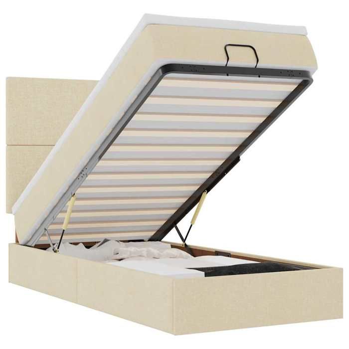Cadre de lit avec matelas - Maison Exclusive - Lit ottoman 90x200 cm - Crème - Matelas à ressorts ensachés