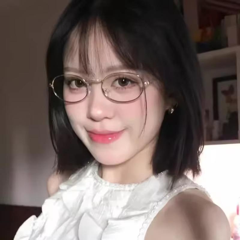 Fashion Small Oval Glasses Women Girls Gold Silver Metal Elliptical Frame Eyeglasses Y2K Vintage Anti Blue Light Reading Eyewear