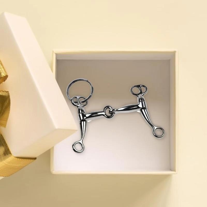 Alloy Horse Bit Charm Keychain Metal Key Ring Pendant Bag Decoration Fashion Backpack Accessory for Men and Women
