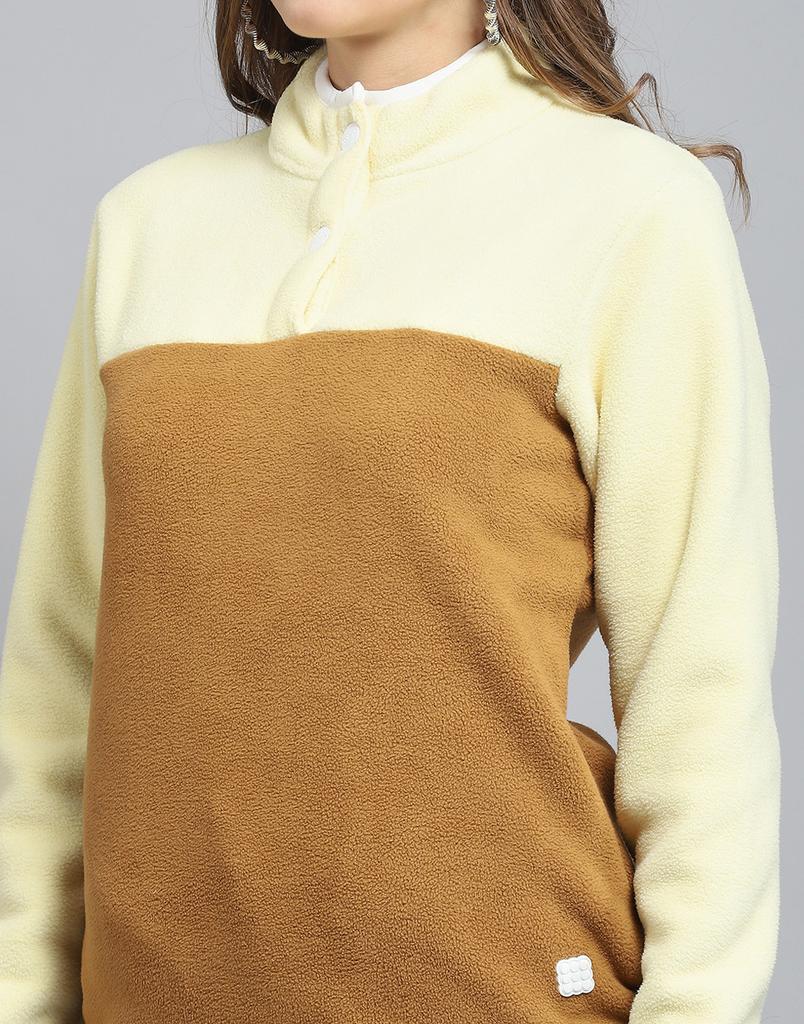 ROCK.IT From House of Monte Carlo Womens Self Design Brown Mock Neck Full Sleeve Sweatshirt