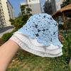 Fashion Woman Lace Knit Hollow Bucket Hats Crochet Thread   Flower Cute Girls' Sweet Romance Sunshade Knitted Breathable Hats