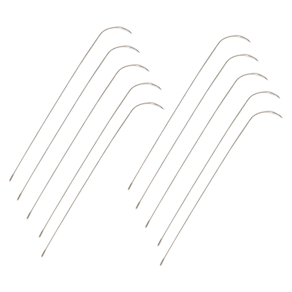 Pack Of 10 Ergonomic Curved Beading Needles For Efficient Jewelry Crafting With Enlarged Eyelets And Comfort Grip