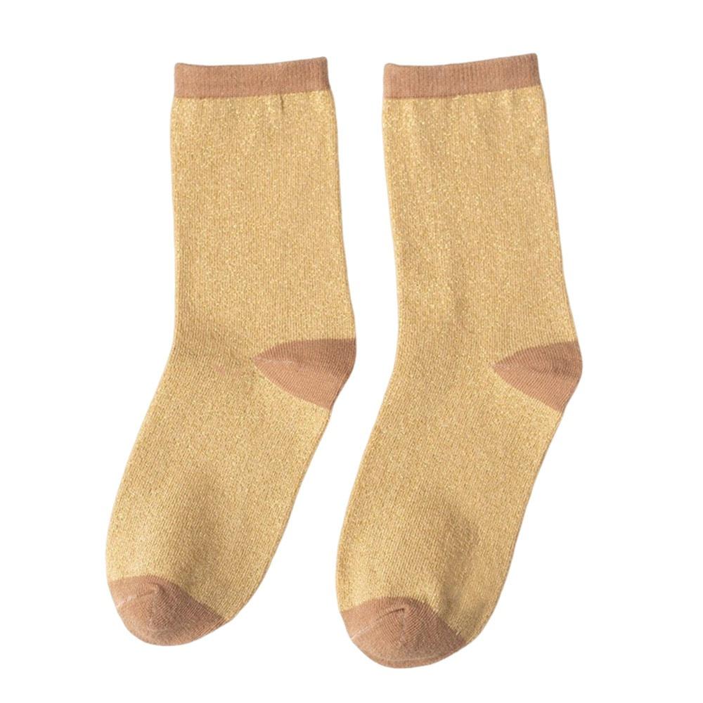 Hochwertige Metallic-Faden Damensocken Bunte Elastische Sportsocken Glänzende Atmungsaktive Crew-Socken Tägliches Tragen