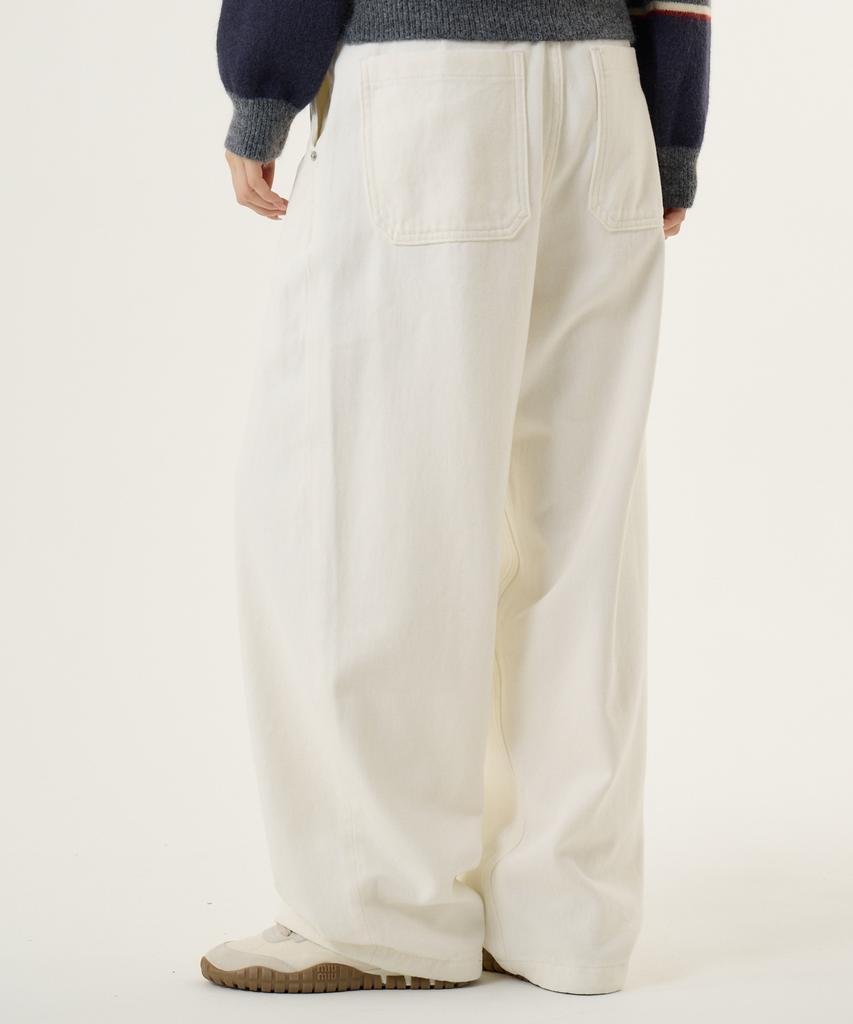 UNKNOWN PLANET Single-Pleat Wide Brushed Cotton Pants White