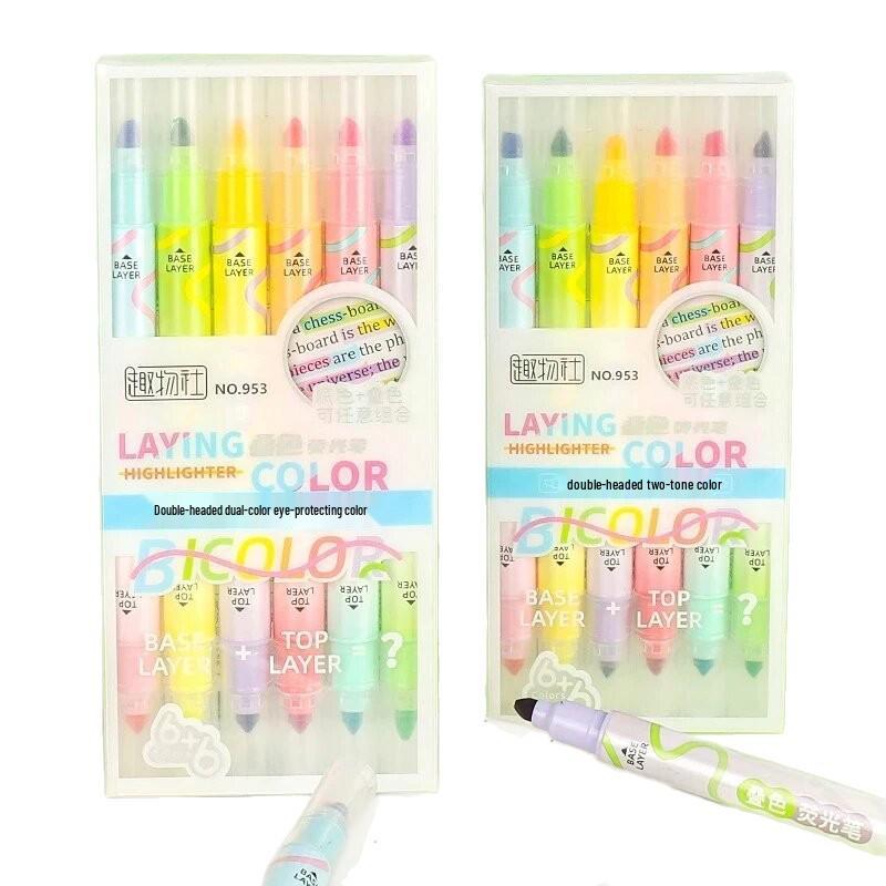 Back To School: New Layered Double-Headed Highlighter, Student Colored Marker with Large Capacity