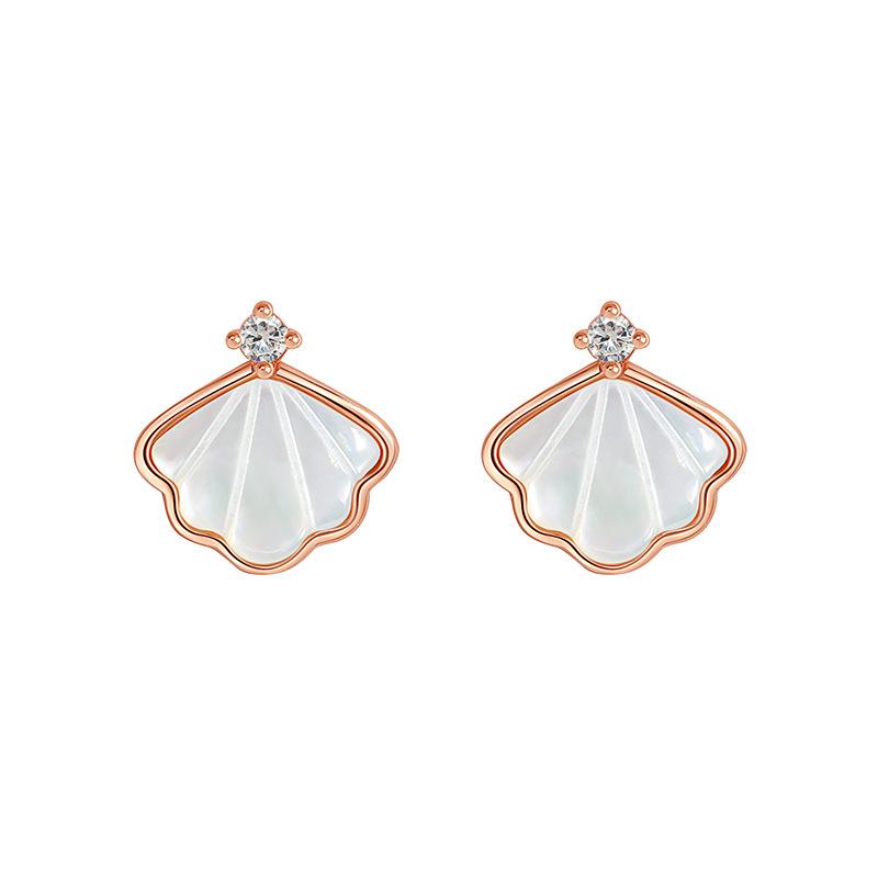Send Girlfriend Earrings for Life, Earrings, Anti-allergic Needles, High-end Temperament, Simple White Fritillary Earrings