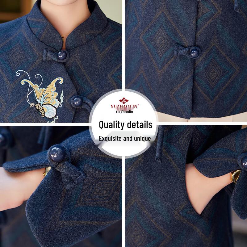 Yuzhaolin Women's Autumn/Winter Wool-Blend Coat for Seniors