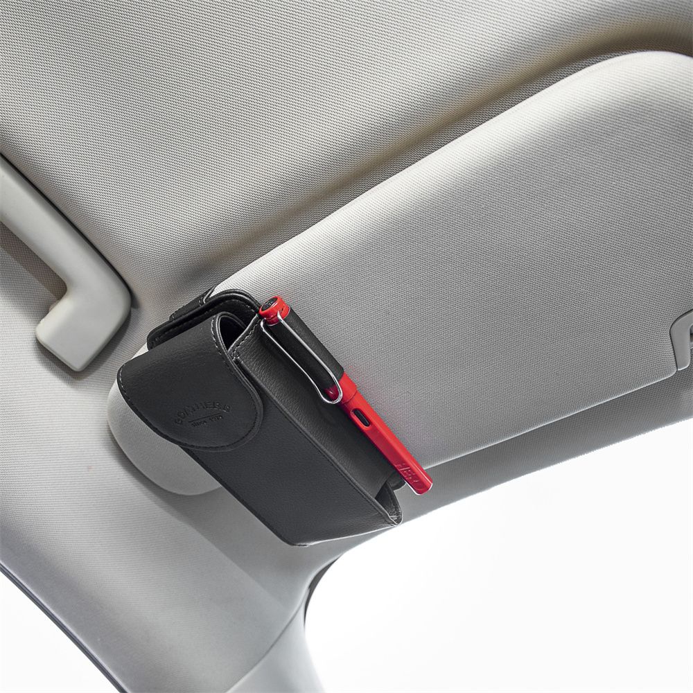 Car-styling Storage Holder Leather Sun Visor Point Pocket Sunshade Bag Organizer Bag IC Card Holder
