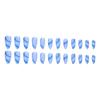Elegant Sky Blue Nail Art Stickers: Wearable Nail Tips with White Accents, Cool and Stylish Design
