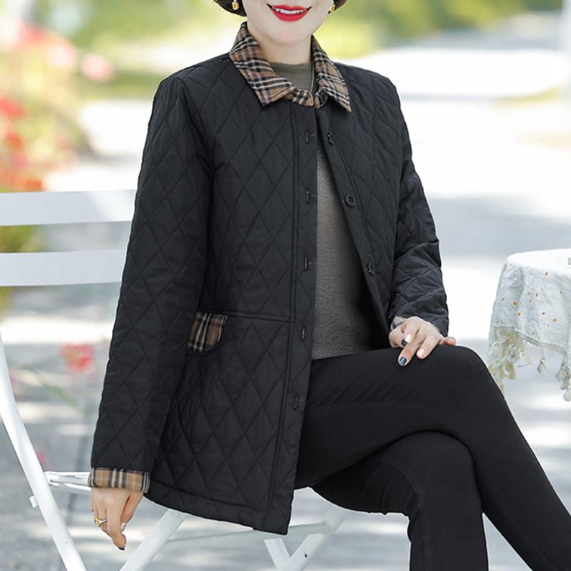 

Женская стеганая куртка Осенняя куртка с длинным рукавом Парки Хлопковая подкладка Топы Хлопковое пальто для мамы Большой размер Фемино XXXXXXL чёрный