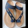 New toe slippers hollow splicing flat bottom casual 414243 large size sandals