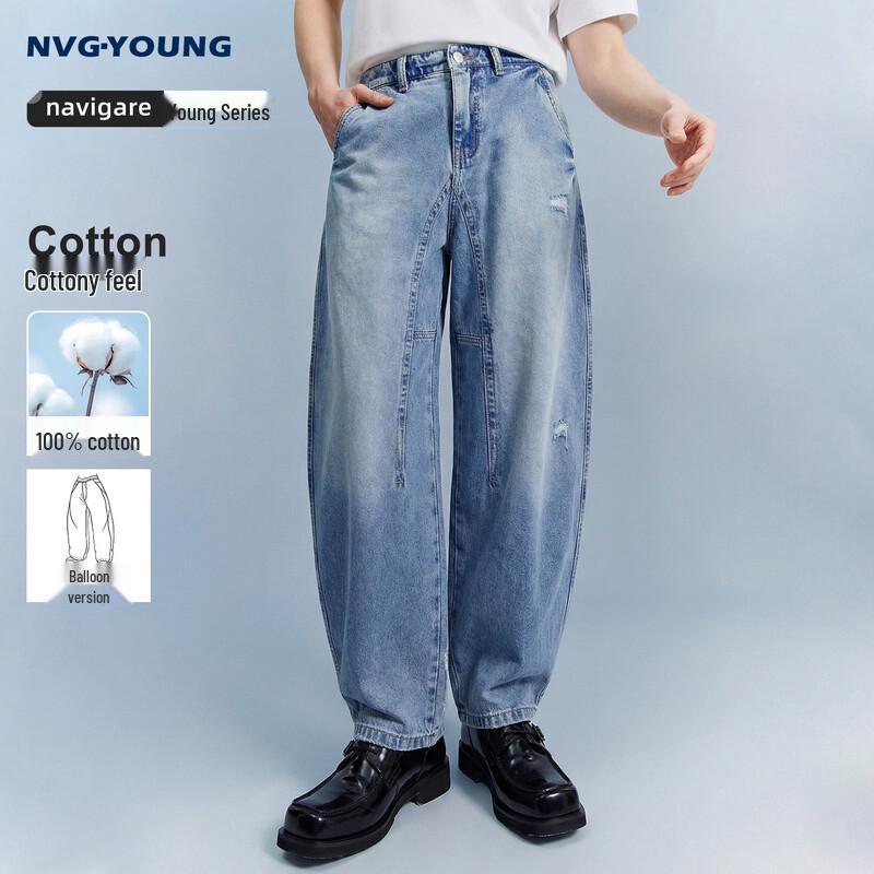 Navigare Men s Loose Wide-Leg Cotton Jeans 80