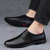 Shallow Casual Breathable New Lace-up Shoes Men's Embossed Plaid Pattern Business Leather Shoes Formal Men's Shoes