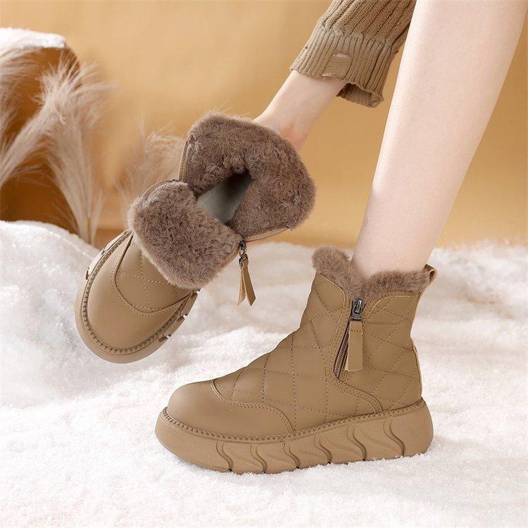 Thick-bottomed fleece thickened warm plush snow boots winter new lightweight non-slip short boots