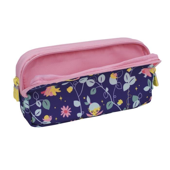 Trousse - Fairy Tale - 3 Fermetures Éclair - Dimensions 22x11x6,5 Cm - Imprimé Multicolore - Doublure Rose