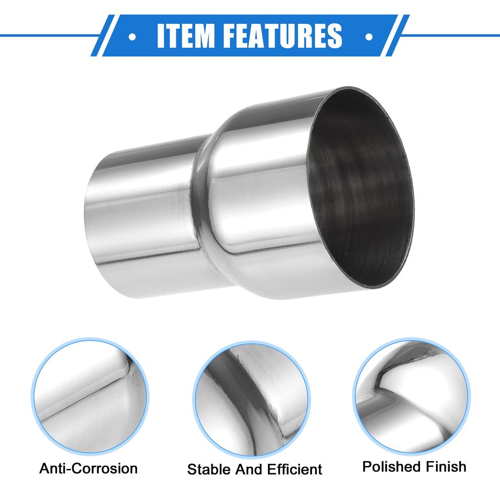 ABSOPRO Exhaust Pipe Adapter Connector 51mm ID to 64mm Universal for and Durable Stainless Silver 2 Pieces Reducer, ID, Cars, Trucks, Pickups, Steel,