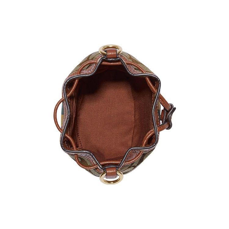 Coach Dempsey 14 Striped Pattern Drawstring Closure Fabric With Leather Bucket Bag Women bags Khaki CC318-IME7V
