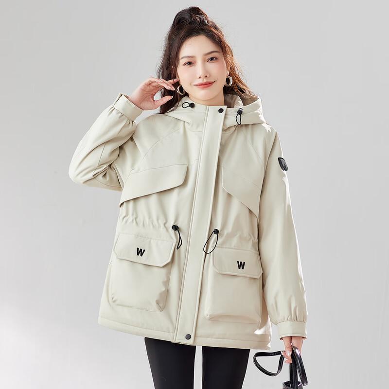 Giacca imbottita da donna con cappuccio TERRE BLEUE foderata in pile