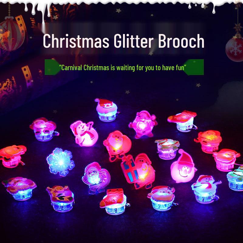Glowing Christmas Necklace and Halloween Brooch Set with Flashing Watch and Ring