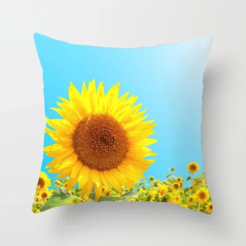Kissenbezug mit Sonnenblumen-Druck Sofa Heim Dekoratives Kissen s Druckbezug Prachtvolle Blume Pflanze