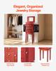 VEVOR Jewelry Cabinet Armoire, Standing Wood Jewelry Storage Chest with 3 Drawers, Flip Top Mirror, 4 Top Storage Compartments, Zinc Alloy Handles