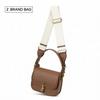 Vintage Women's PU Leather Crossbody Bag with Canvas Strap & Metal Clasp – Classic Brown Shoulder Handbag for Daily Use & Work