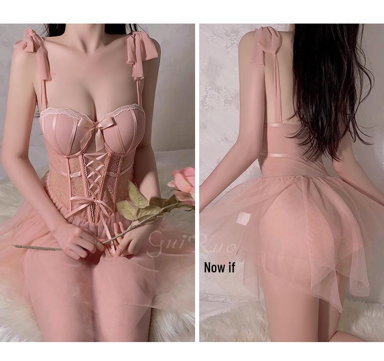 Gorgeous Slimming Mesh See-Through Padded Underwire Camisole Nightgown Set for Women
