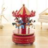 Handcrafted Wooden Rotating Carousels Music Box Ornament Hand Cranked Design For Christmas Home Tabletop Shelf Decors