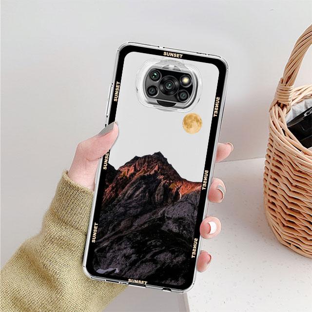 

Эстетичный прозрачный чехол Snow Mountain для Xiaomi Mi Poco X3 NFC M3 Pro F3 F1 11 Lite 12 Redmi Note 10 9S 8 7 9 мягкий чехол для телефона Redmi Note 7