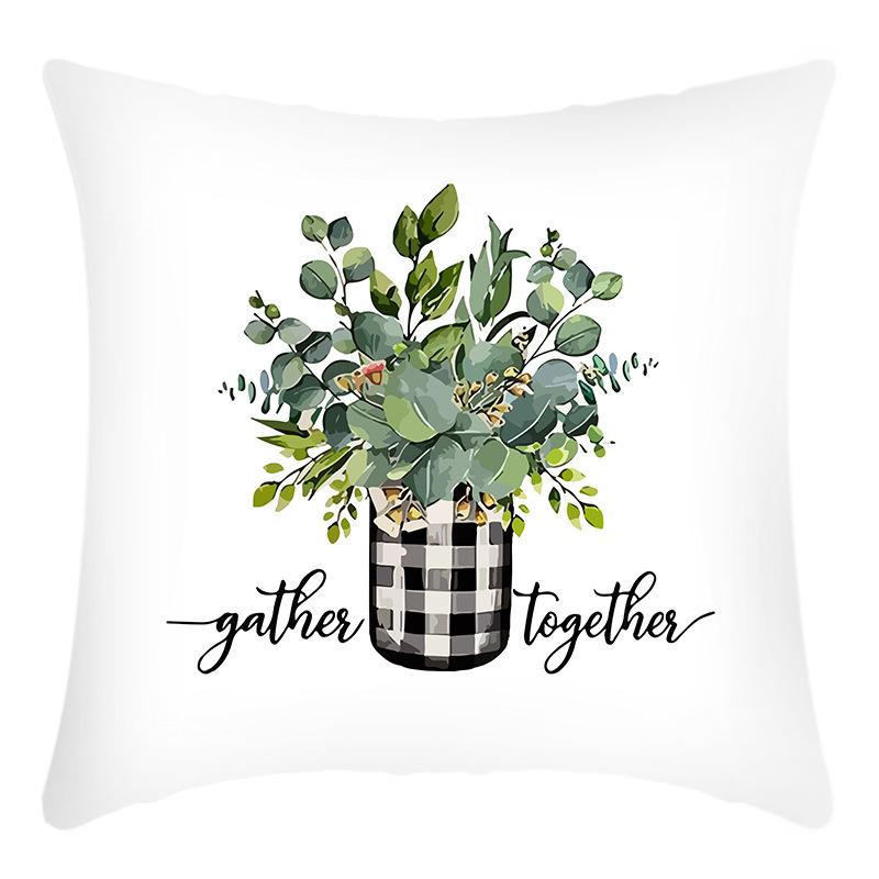 Fashionable Spring Flower Spring Elements Pillow Cover Linen Flower Cushion Pillow Cover