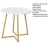 Small Dining Table Round Table Kitchen Unique Metal Frame Dinner in Modern Marble Pattern Suitable for Room Living Room
