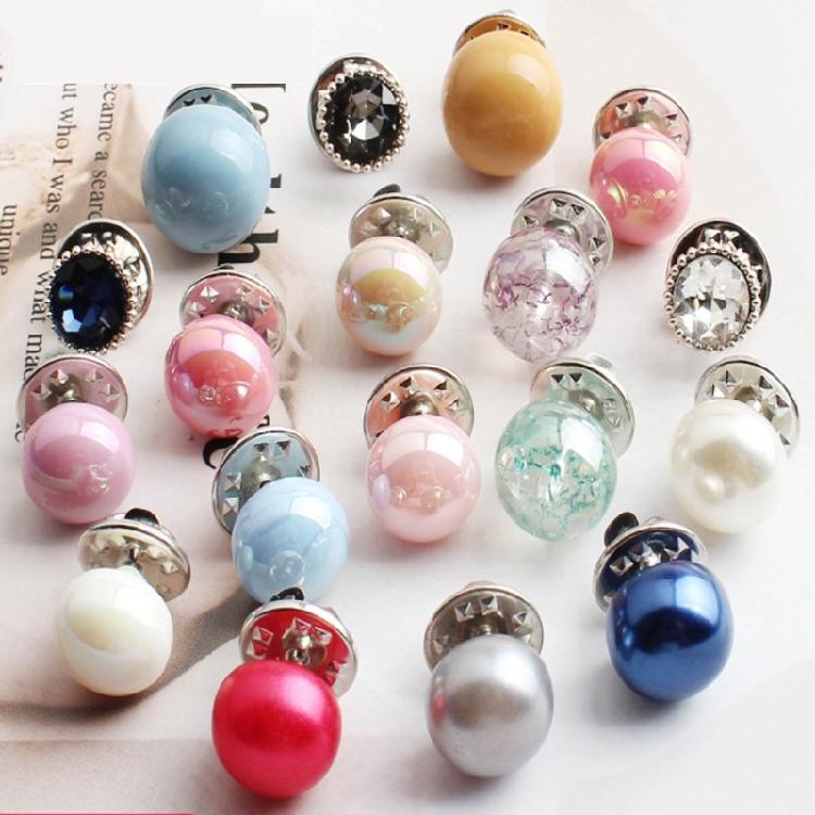 10pcs/set Shirt Brooch Button-free Button Pins Women Fashionable Imitation Pearls Blouses Buckle Clothing Accessories