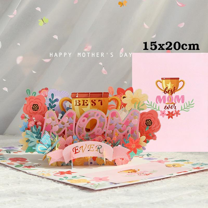 3D Creative Bouquet Gift Card For Mother Father Wife Friends Blessing Card Gift For Mothers Fathers Day Thank You Greeting Cards