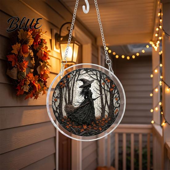 Cute Spooky Puzzle Halloween Acrylic Suncatcher Window Hanging,7.87 Inch Sun Catcher Themed Gift Idea Decoration Ornament Ideal for Gifting and Home