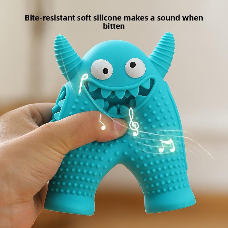 Pet Dog Teething Device, Little Monster Sound Toy, Dog Toothbrush, Dog Toy, Durable and Easy To Clean