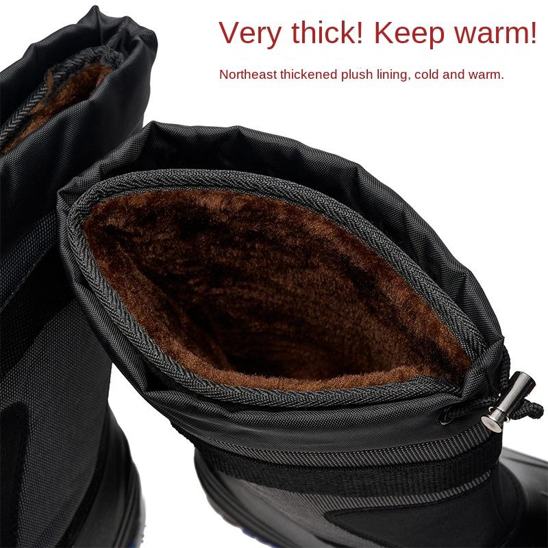 Fashion Men's Snow Boots Waterproof Steel Nails Midtube Fishing Boots Plus Velvet Anti-cold Boot for Men Winter Outdoor Camouflage Boots